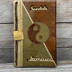 Island‎ Treasures Handmade Photo Album Jamaica "Sandals" Natural Leaf Cover